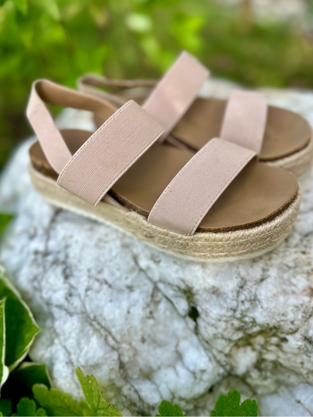 Steve Madden Girls’ Blush Pink Elastic Strap Espadrille Wedge Sandals